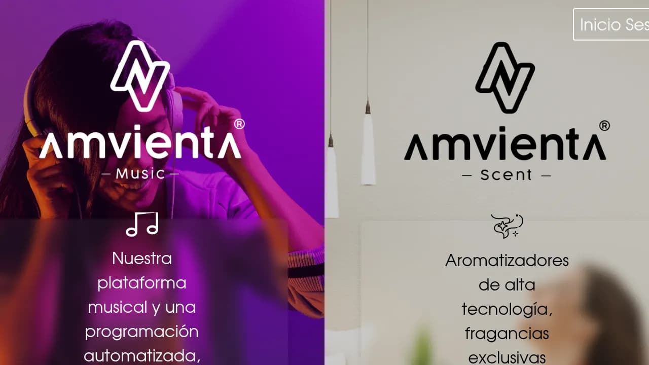 Página principal de la plataforma Amvienta