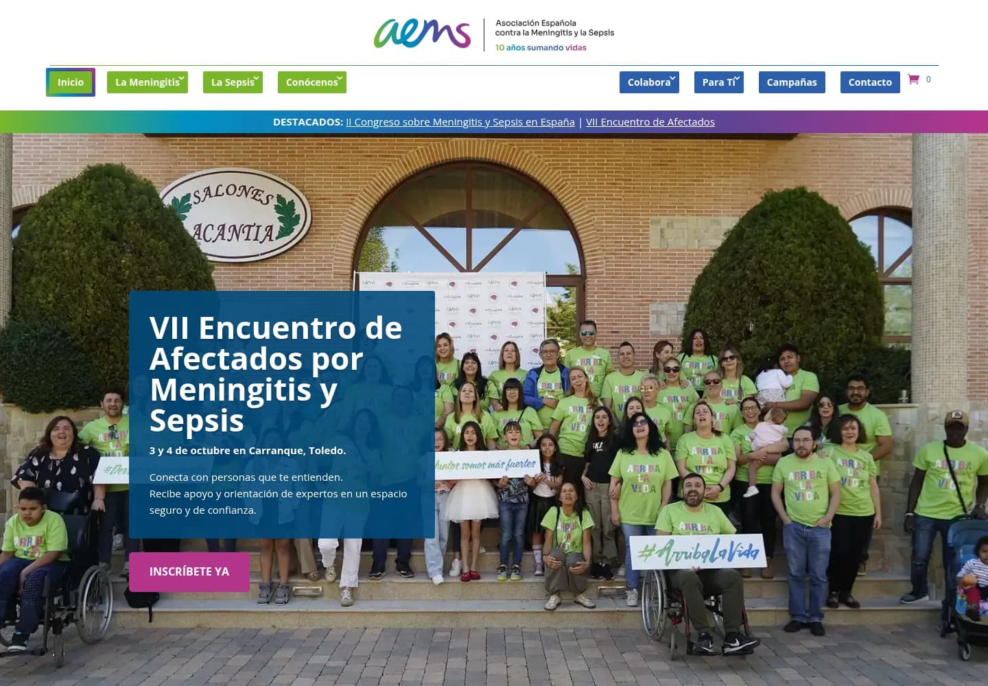 Página principal de la Asociación Española contra la Meningitis y la Sepsis