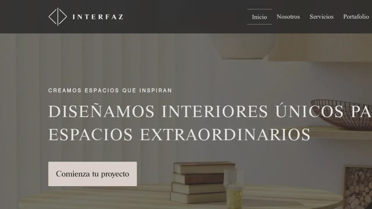 Página principal del sitio web de Interfaz Studio