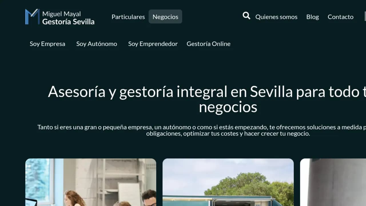 Página principal del sitio de Miguel Mayal Gestoría Sevilla
